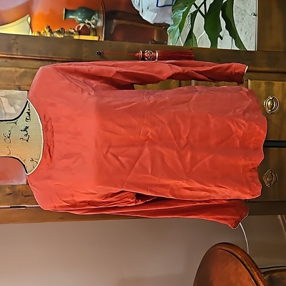 Diane Gilman Rust Silk top size 8 - Picture 1 of 13